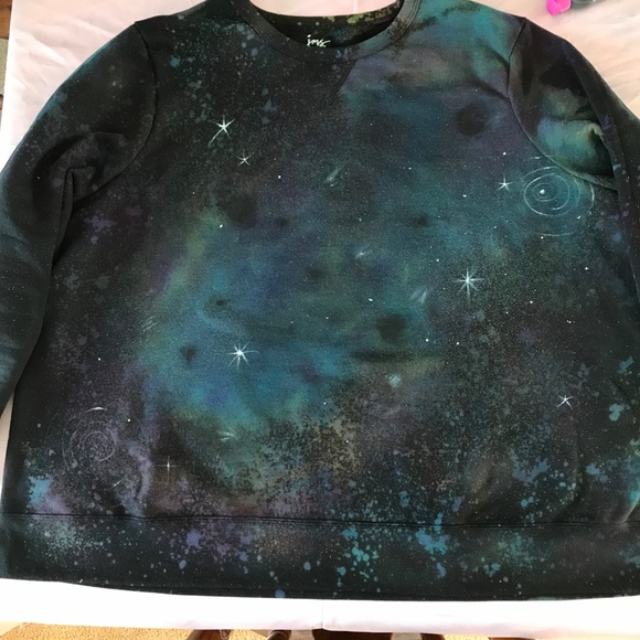 "STARRY SKY" Space-dye NEW Black Fleece Sweatshirt JMS 4X 26W-28W - Picture 1 of 6
